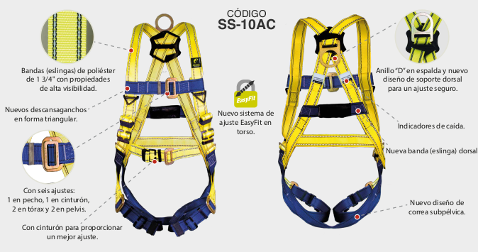 ARNÉS CON ANILLO &quot;D&quot; EN LA ESPALDA Y CINTURÓN ADICIONAL