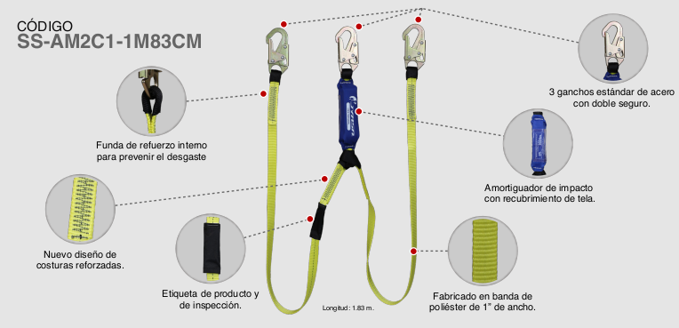 AMORTIGUADOR CON BANDA DOBLE DE 1&quot; X 1.83 MTS.