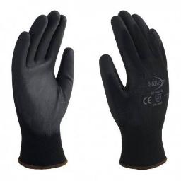 GUANTE NYLON NEGRO CON PALMA DE  POLIURETANO